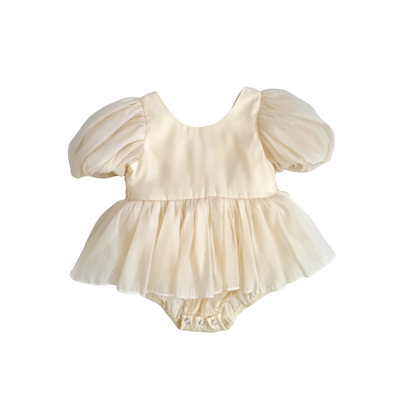 Clementine Matte Cream Organza Baby Girl Romper