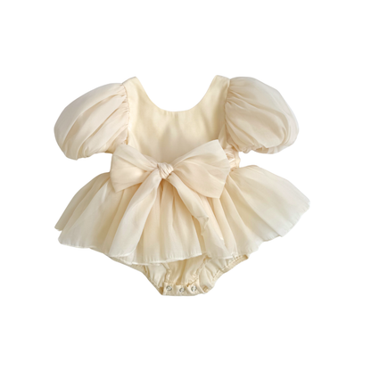 Clementine Matte Cream Organza Baby Girl Romper