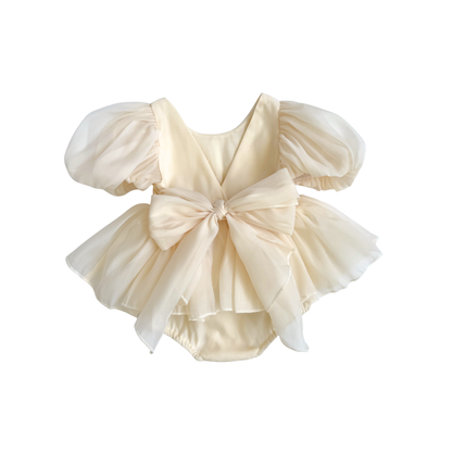 Clementine Matte Cream Organza Baby Girl Romper