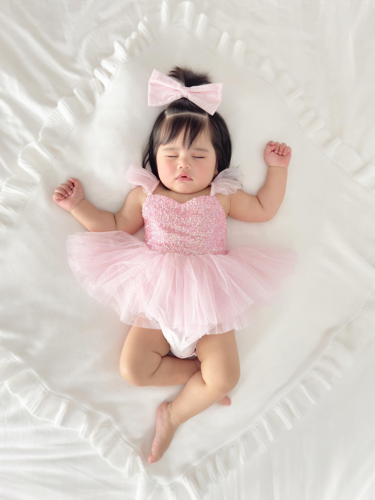 Polly Candy Pink Sequin Baby Girl Tulle Party Romper