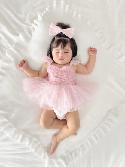 Polly Candy Pink Sequin Baby Girl Tulle Party Romper