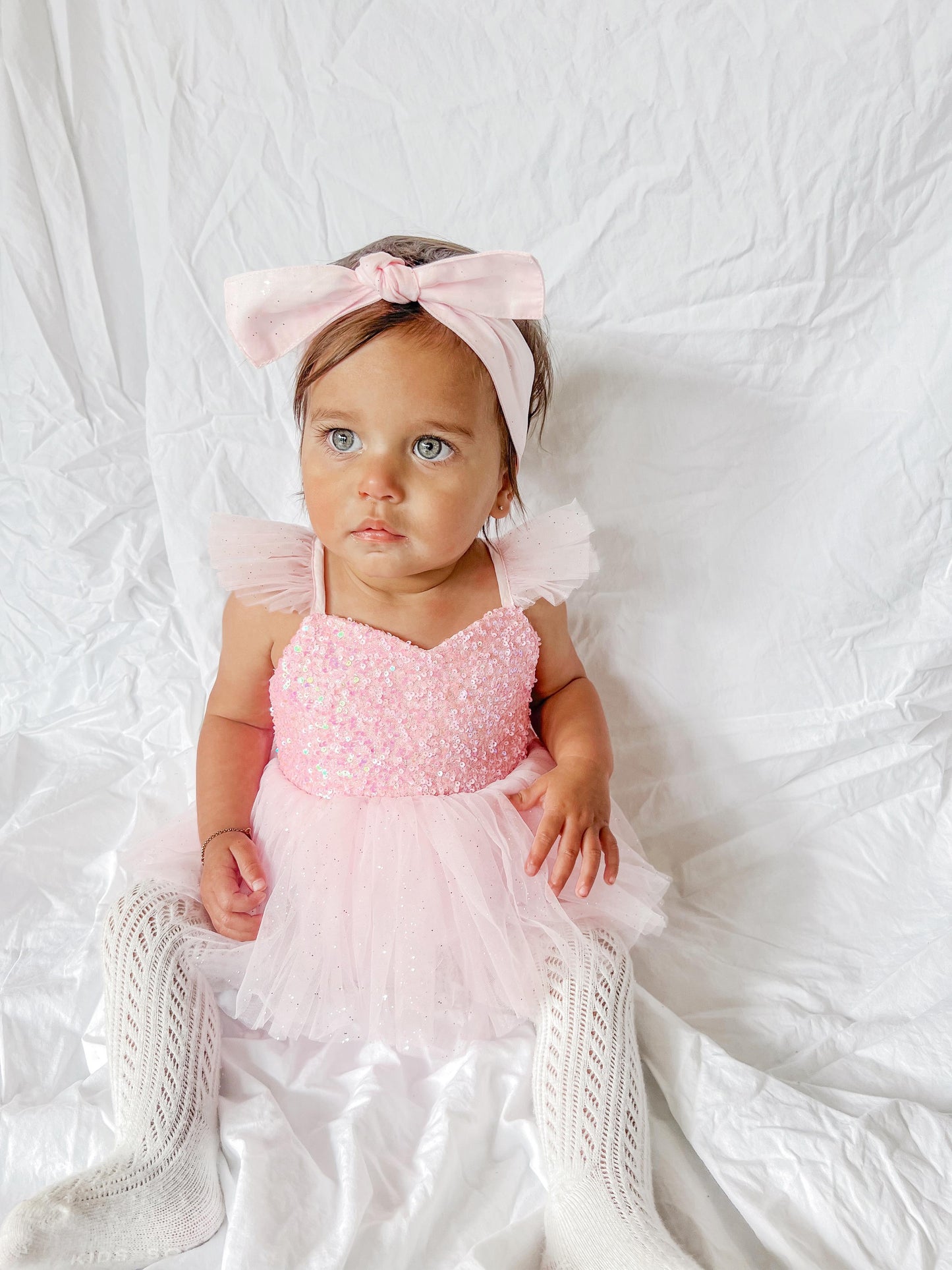 Polly Candy Pink Sequin Baby Girl Tulle Party Romper