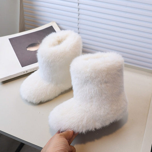 Girls' Winter Lamb Wool Warm Snow Boots