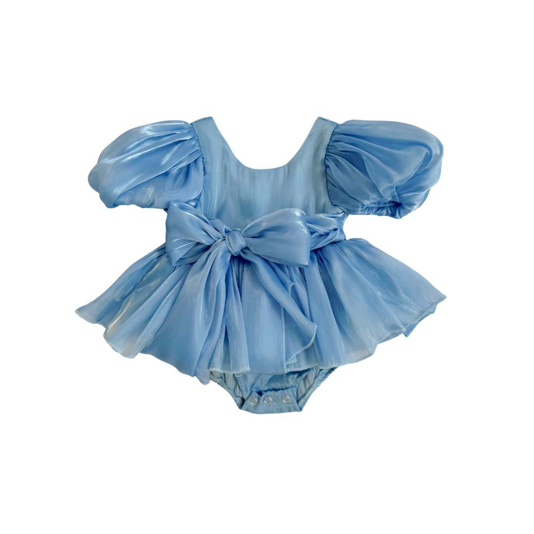 Dolly Dove Blue Organza Baby Girl Party Romper