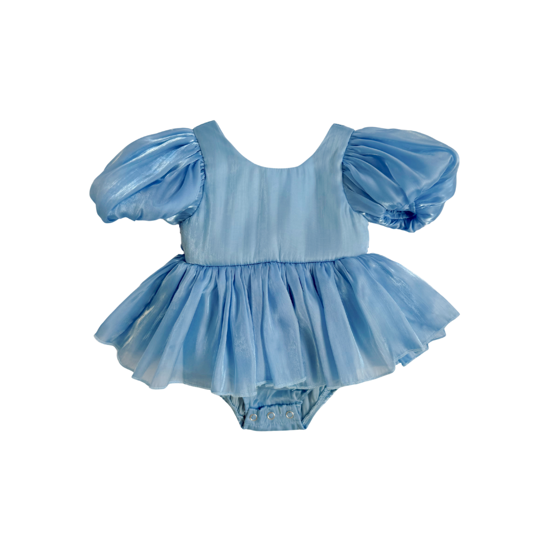 Dolly Dove Blue Organza Baby Girl Party Romper