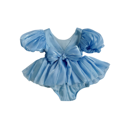 Dolly Dove Blue Organza Baby Girl Party Romper
