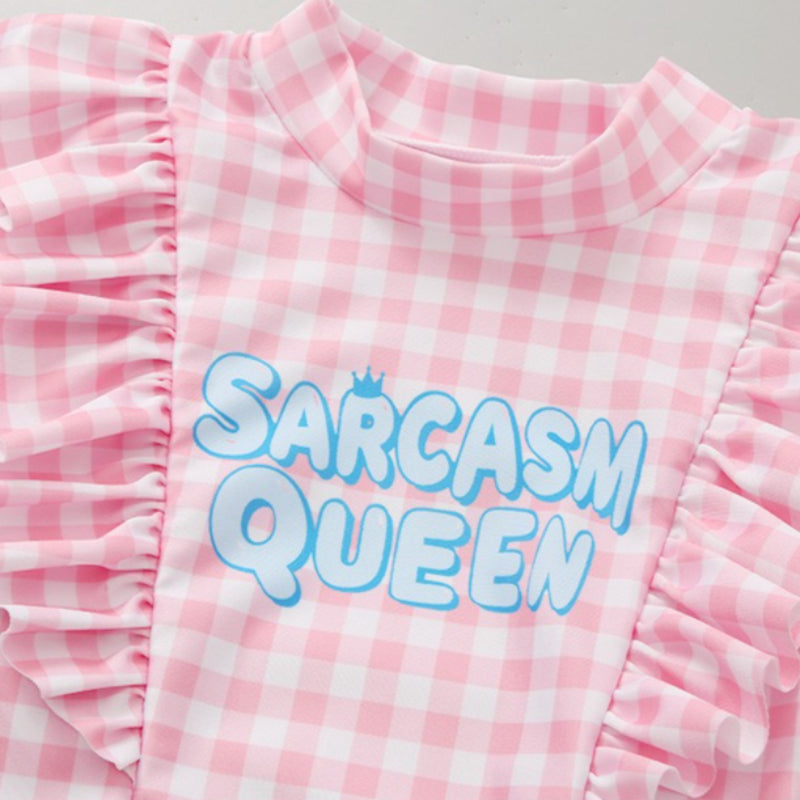 Girls' Long-Sleeved Swimsuit and Swim Trunk Two-Piece Set