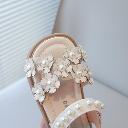 Baby Flower Pearl Soft-Soled Princess Sandals