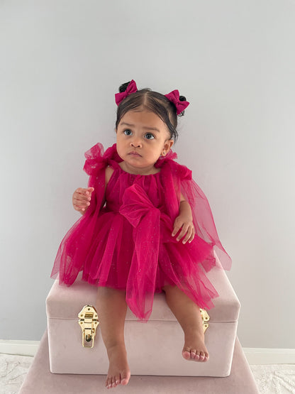 English Rose Romper Ruby Red Sparkle Baby Girl Romper