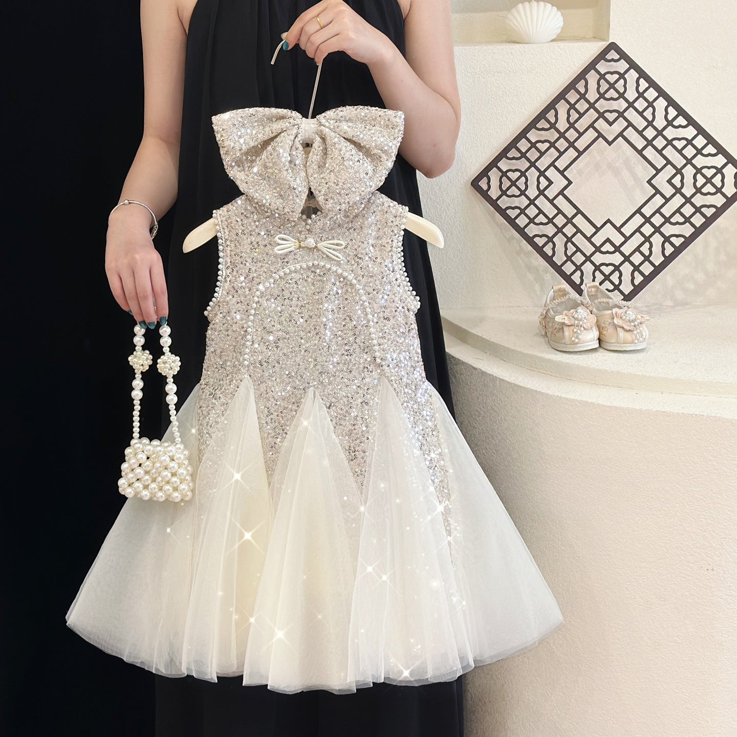 Summer Girls Birthday Dress Flower Girl Sequin Princess Dress