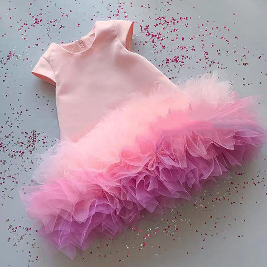 Baby Girl Splicing Fluffy Mesh Pageant Dress