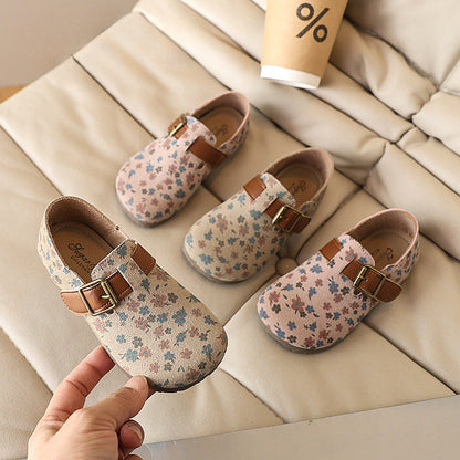 Girls Floral Princess Shoes Children's Soft Sole Shoes