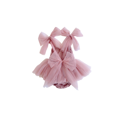 English Rose Dusty Rose Pink Baby Girl Tulle Romper