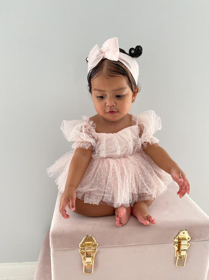 Tinkerbell Romper Pastel Pink Baby Girl Tulle Party Romper