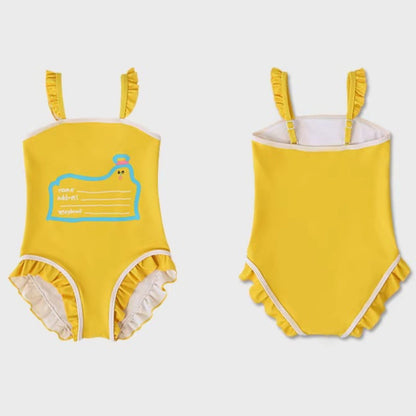 Cute Children's Summer Yellow Onesie Swimsuit