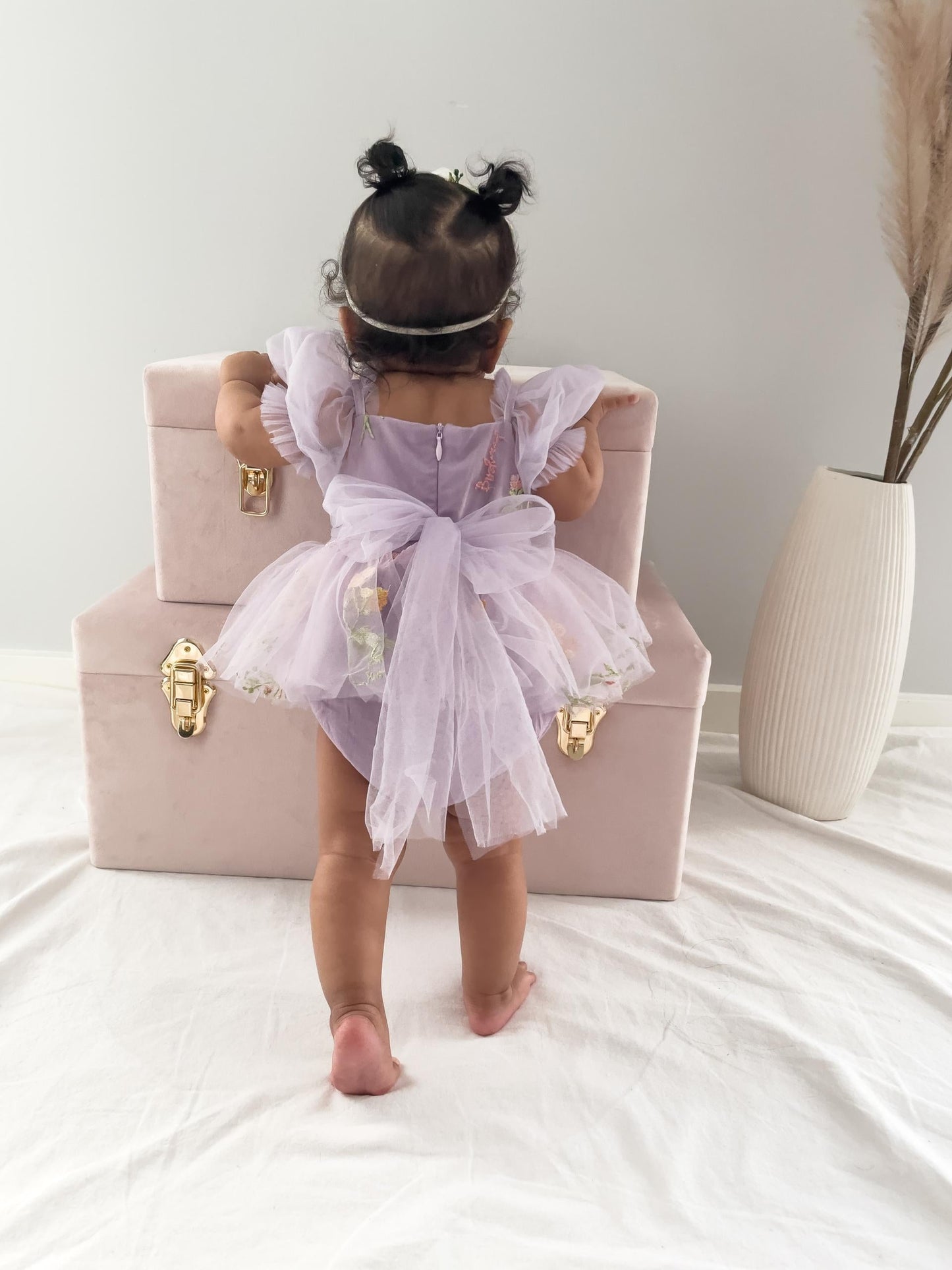 Cupcake Lavender Baby Girl Tulle Party Romper
