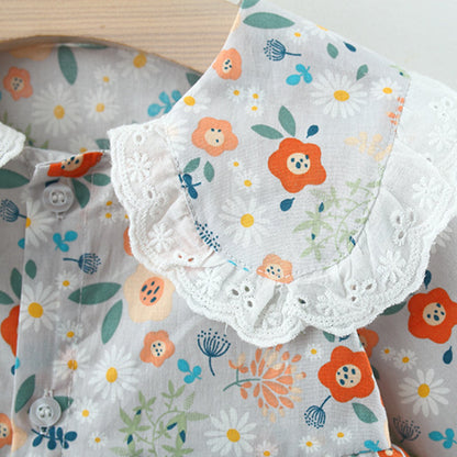 Baby Cute Floral Dress Girls Autumn School Dress