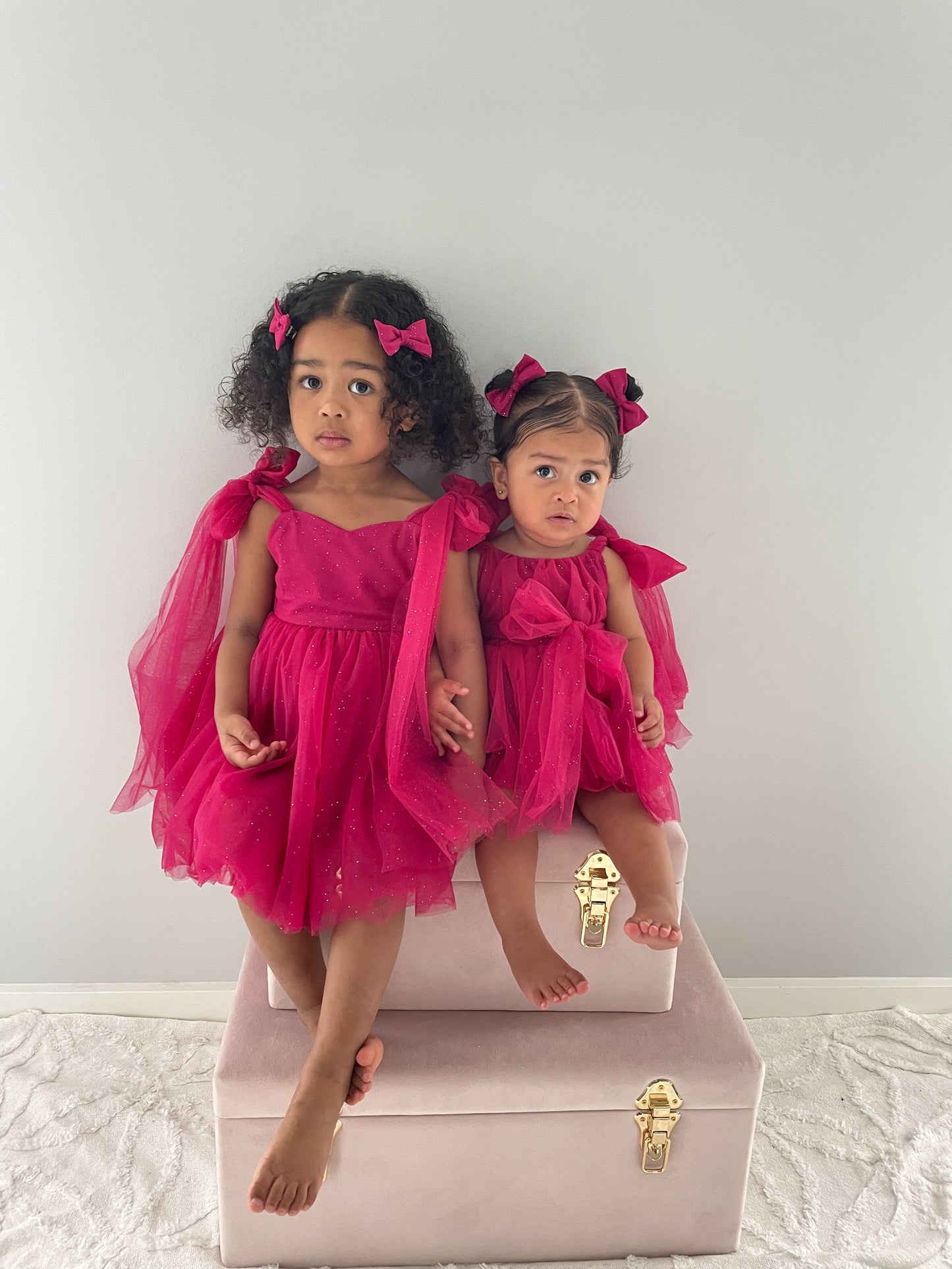 English Rose Romper Ruby Red Sparkle Baby Girl Romper