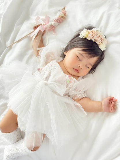 Jewel Sequin White Sparkle Baby Girl Tulle Party Romper
