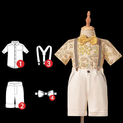Boys Floral Shirt Birthday Suit Performance Costume