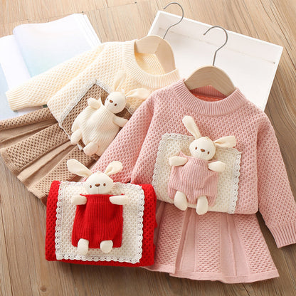 Girls Comfortable Outfit Girls Elegant School Outfit Two-piece Set