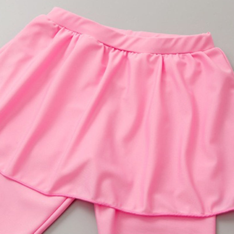 Girls' Long-Sleeved Swimsuit and Swim Trunk Two-Piece Set