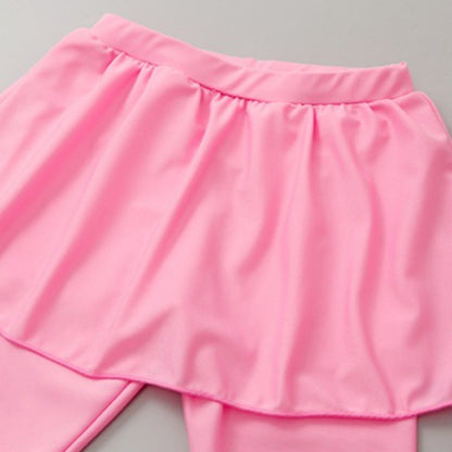 Girls' Long-Sleeved Swimsuit and Swim Trunk Two-Piece Set