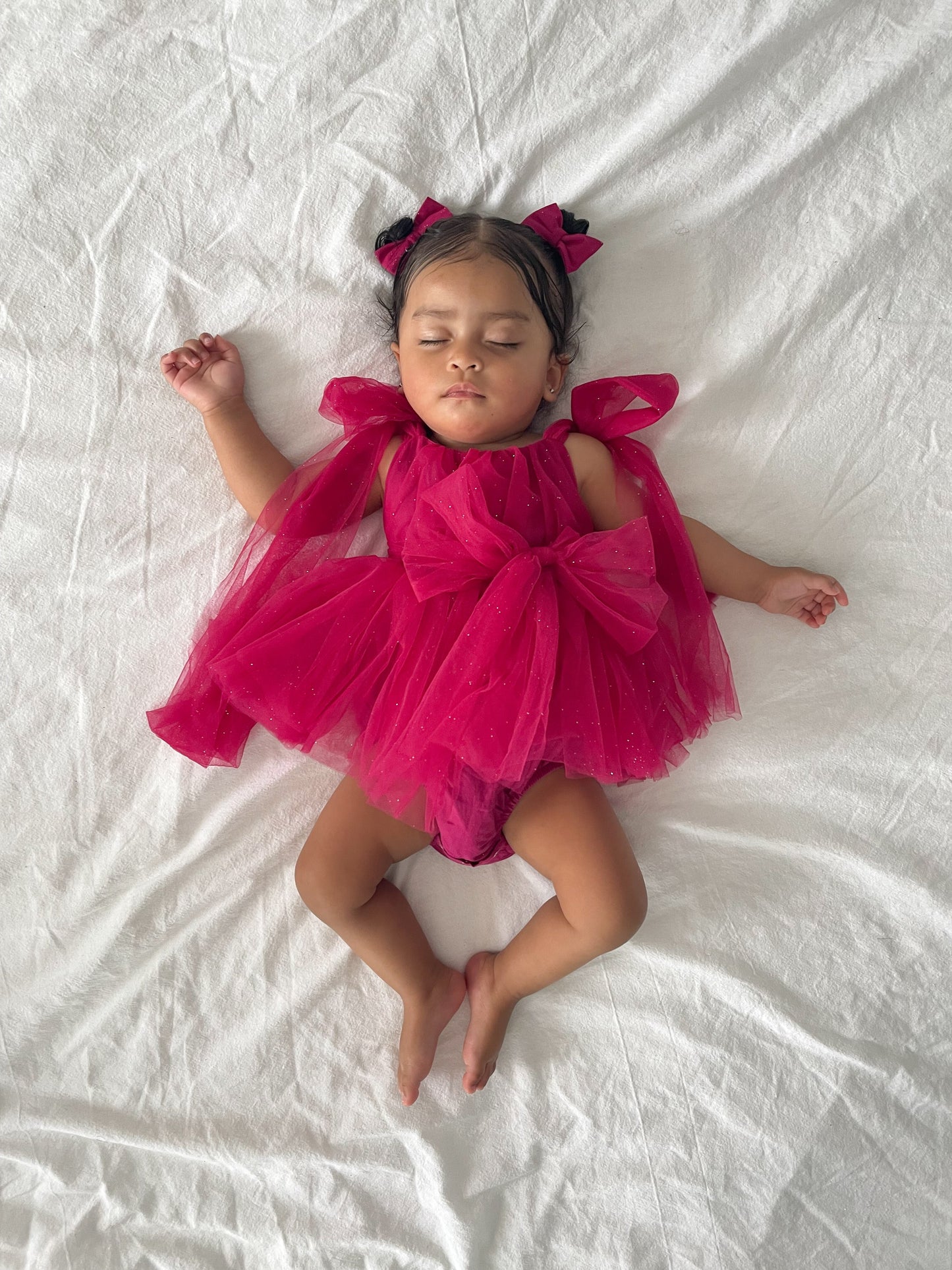 English Rose Romper Ruby Red Sparkle Baby Girl Romper