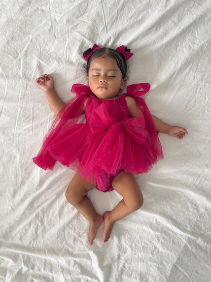 English Rose Romper Ruby Red Sparkle Baby Girl Romper
