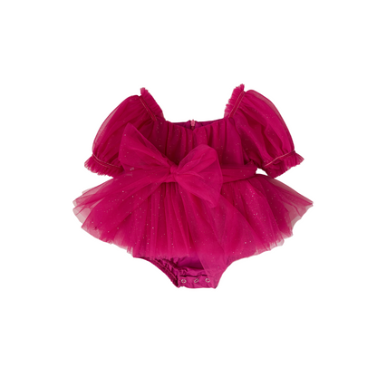 Flower Fairy Romper Ruby Red Sparkle Baby Girl Romper