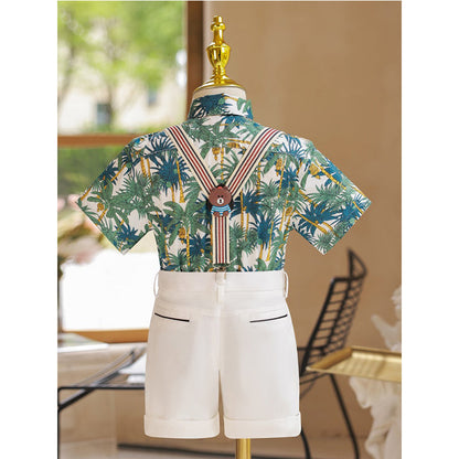 Boys Fashion Floral Shirt Short Sleeve Suit