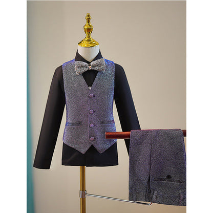 Boys Purple Suit with Fine Glitter Birthday Suit