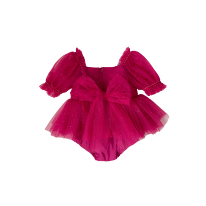 Flower Fairy Romper Ruby Red Sparkle Baby Girl Romper