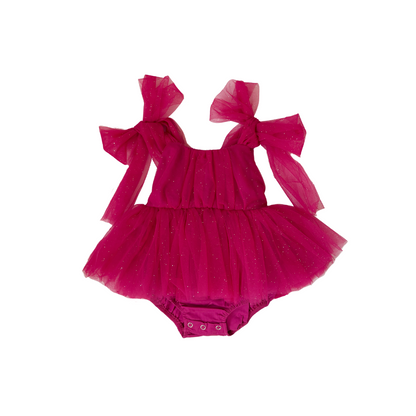 English Rose Romper Ruby Red Sparkle Baby Girl Romper