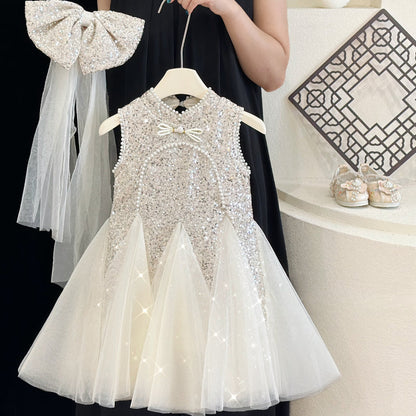 Summer Girls Birthday Dress Flower Girl Sequin Princess Dress