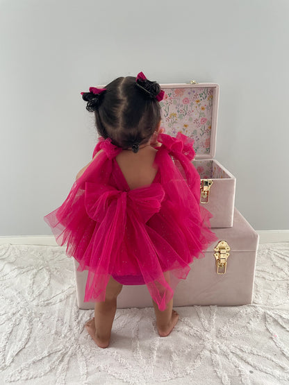 English Rose Romper Ruby Red Sparkle Baby Girl Romper