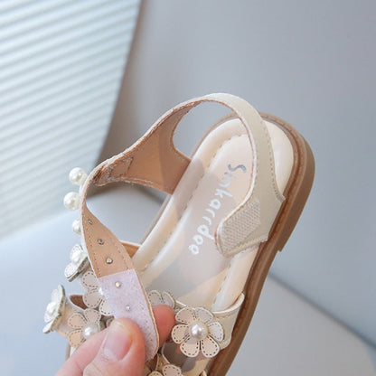 Baby Flower Pearl Soft-Soled Princess Sandals