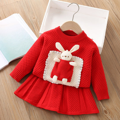 Girls Comfortable Outfit Girls Elegant School Outfit Two-piece Set