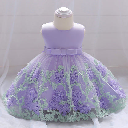 Toddler Princess Dresses Cute Baby Flower Girl Dress Girl Sleeveless Mesh Birthday Party Dress