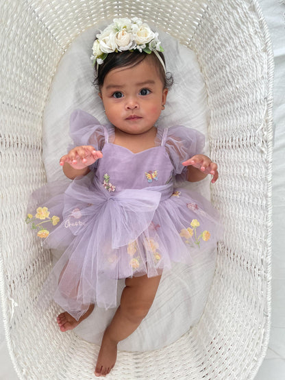 Cupcake Lavender Baby Girl Tulle Party Romper