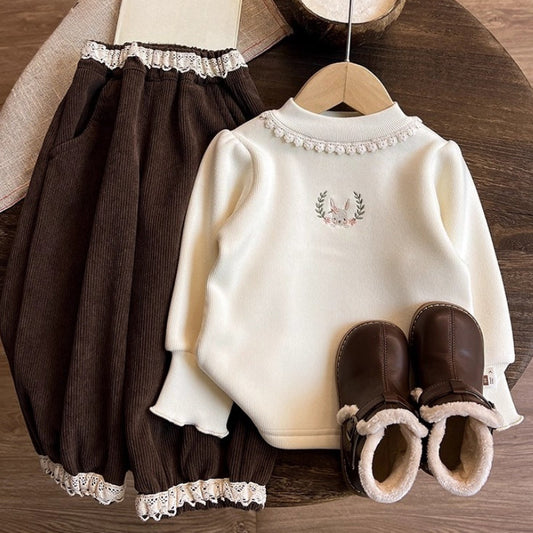 Girls Winter Comfortable Outfit Girls Elegant Outfit Two-piece Set