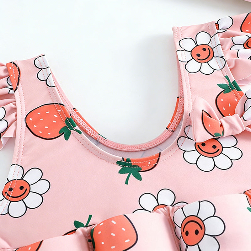 Children's Buoyancy Pink Peach Onesie Swimsuit