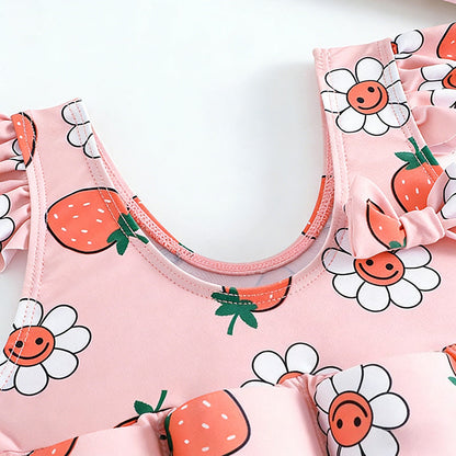 Children's Buoyancy Pink Peach Onesie Swimsuit