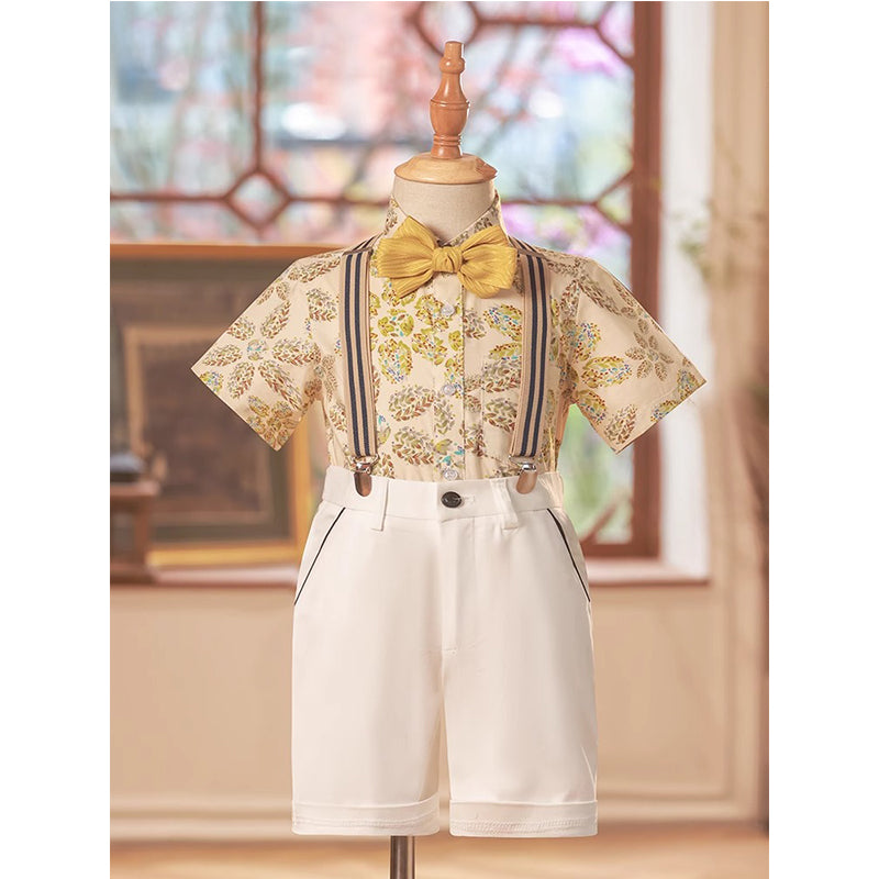Boys Floral Shirt Birthday Suit Performance Costume