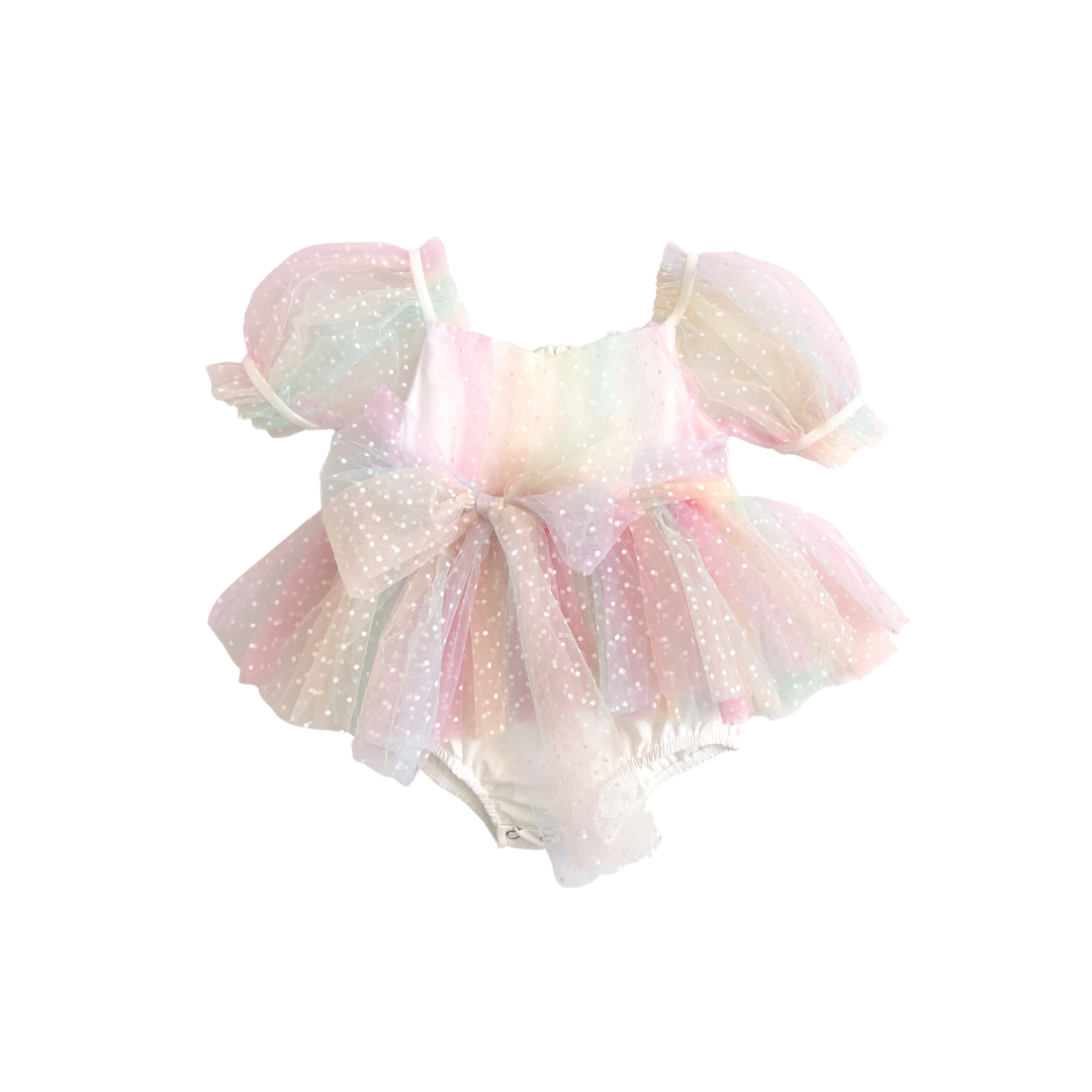 Rainbow Fairy Floss Baby Girl Tulle Party Romper
