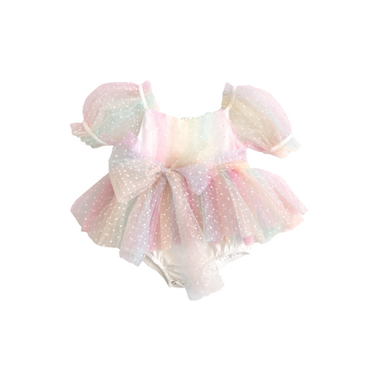 Rainbow Fairy Floss Baby Girl Tulle Party Romper