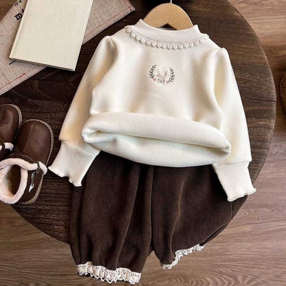 Girls Winter Comfortable Outfit Girls Elegant Outfit Two-piece Set