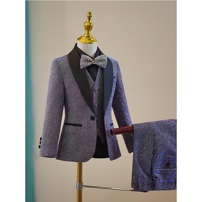 Boys Purple Suit with Fine Glitter Birthday Suit