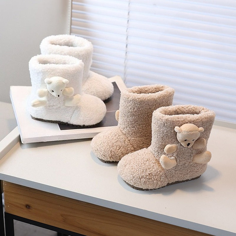 Girls' Winter Cartoon Lamb Wool Snow Boots