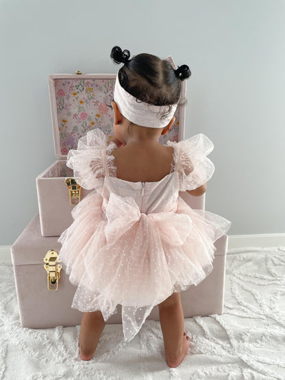 Tinkerbell Romper Pastel Pink Baby Girl Tulle Party Romper